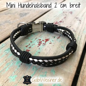 Mini-Hundehalsband-2 cm-breit-Schwarz-Weiß-2